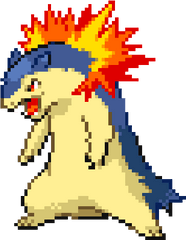 Transparent Pixel Pokemon - Cyndaquil Gif 414x500 Png Pokemon Black And White Typhlosion