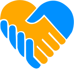 Donation Clipart Hand Heart - Blue Yellow Heart Png Hand Heart Blue Png