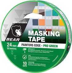 Bear Tape 24mm X 50m Green Painters Edge Masking - Masking Tape Png