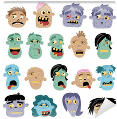 Funny Zombie Avatar Icon Set In Cartoon - Happy Png