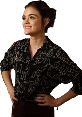 Lucy Hale Lucyhale Aria Montgomery - Cat Blouse Png