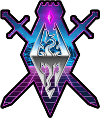 Aesthetic Vaporwave Swords Blue Sticker - Elder Scrolls Vaporwave Png