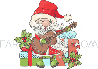 Guitar Santa Music Merry Christmas Png Vector