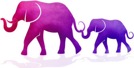 Watercolor Elephant Baby - Mama And Baby Elephant Silhouette Png