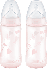Nuk First Choice Plus Baby Bottle Rose U0026 Blue 300ml Twin Pack - Baby Bottle Png