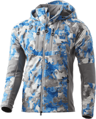 Huk Icon X Superior Hybrid Jacket - Refraction Ice Boat Hooded Png