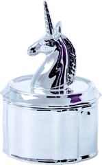 Porcelain Jewelry Box With Unicorn Head Lid - Silver Jewelry Box Rice Png