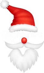 Santa Hat And Beard - Santa Claus Png