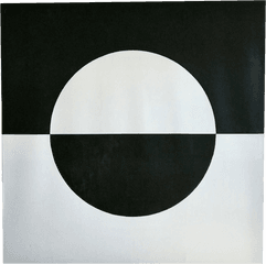 Mid Century Abstract Black And White Inverted Circle Acrylic Painting - Abstract Painting White Circle Png