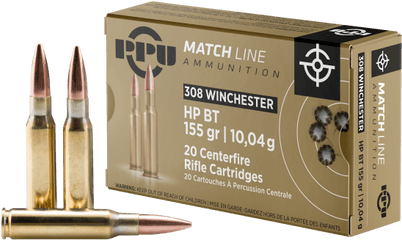 Ppu Ppm3081 Match 308 Win762 Nato 155 Gr Hollow Point Boat - Match Line 8mm Mauser Png