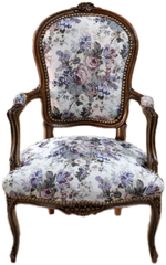 Armchair Of Louis Xv Brown Frame Vintage Flowers Fabric - Decor Clasic Chair Png