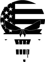 Download Black And White American Flag - Skull Black American Flag Png