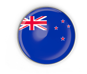 Round Button With Metal Frame - New Zealand Flag Png