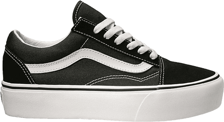 Vans Old Skool Platform Shoes - Vans Oldskool Black White Png