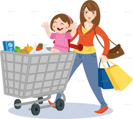 Download Mom Grocery Shopping Clipart - Grocery Store Shopping Clipart Png