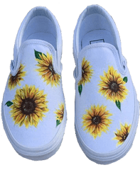 White Subflowers Painted Vans Sneakers Shoes Pngs Png - Vans