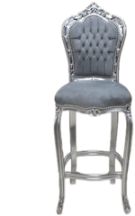 Bar Chair Silver Frame Grey Velvet - Decor Clasic Chair Png