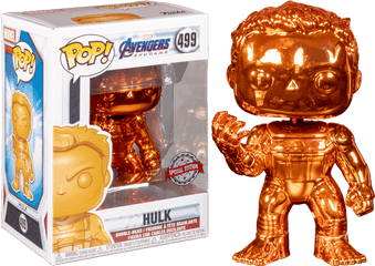 Marvel Avengers End Game 4 Orange Hulk With Infinity Gauntlet Chrome Exclusive - Funko Pop Infinity Gauntlet Png