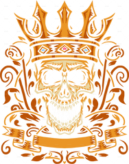 Skull With King Crown - Illustration Png