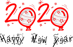 New Year Text Red Font For Happy 2020 Holiday 2020 - Free PNG