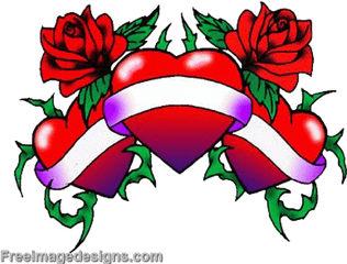 Love Heart Tattoo Designs - Rose Love Heart Tattoo Designs Png