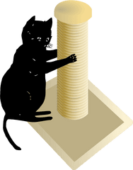 Cat Scratch Post Clipart - Cat Scratching Post Cartoon Png