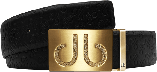 Black Db Icon Pattern Embossed Leather Belt With Gold Druh Classic Buckle - Gucci Png