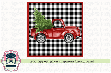 Red Truck With Christmas Tree - Printable Red Christmas Truck Png