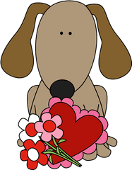 Cute Valentine Animal Clip Freeuse - Dog Valentine Clipart Png