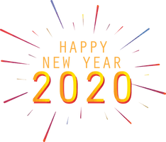 New Year 2020 Text Font Line For Happy Drawing - Free PNG