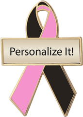 Black And Pink Awareness Ribbons Lapel Pins Personalized - Black And Pink Ribbons Png