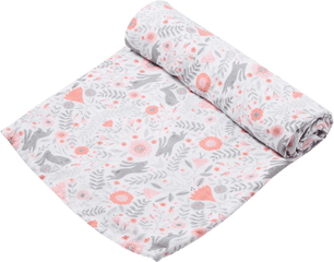 Bunny Damask Swaddle Blanket - Patchwork Png