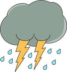 Dark Cloud With Rain And Lightning - Rain And Lightning Clipart Png