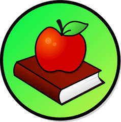Transparent Apple And Book - Apple With Books Clipart Png