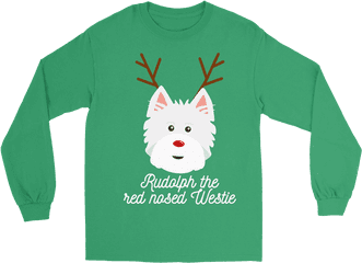 Download Rudolph The Red Nosed Westie Long Sleeved Tee Png Nose