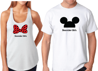 Mickey Mouse Head His Hers Minnie Bow With - Mickey And Minnie Mouse Designs Png