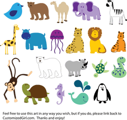 Cute Animals Clip Art - Clipart Animals Png