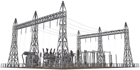 Substation Electric Power Electricity - Electric Power Plant Png