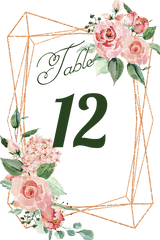 Copper Geometric Watercolor Roses Table Number Label By - Floral Geometric Frame Png