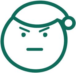 Frown Santa Claus Hat Face Green Stroke Emoticon 19 - Emoticon Png