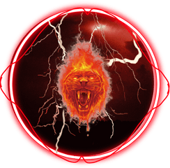 Lion Red Lightning Lightningbolt - Circle Png