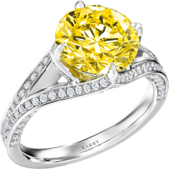 Fancy Intense Yellow Round Brilliant Ring - Larry Jewelry Ring Png