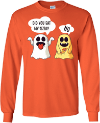 Funny Halloween Shirt Adult Cute Ghost Pizza - Texas Longhorn Shirts Funny Png