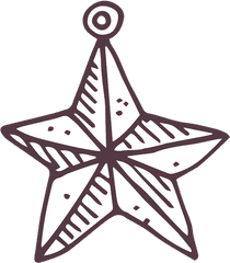 Christmas Ball Star Shape Hand Drawn - Hand Drawn Christmas Star Png