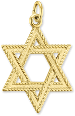 14k Gold Star Of David With Detailed Edge 27 Mm - Pendant Png