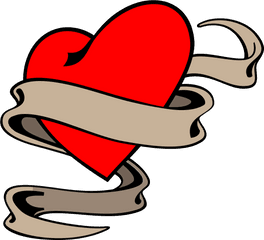 Tatttoo Png With Transparent Background - Heart With Ribbon Drawing