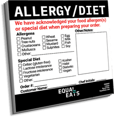 Takeout Sticky Note For Foodservice - Allergy Png