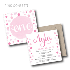 Pink Confetti Invitation Set - Click Photography Png