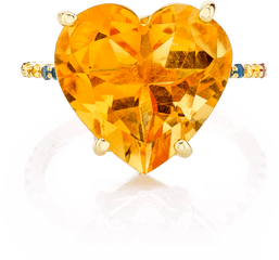 Citrine And Rainbow Heart Ring - Crystal Heart Png Rainbow