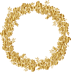 Flowers Wreath Gold - Necklace Png